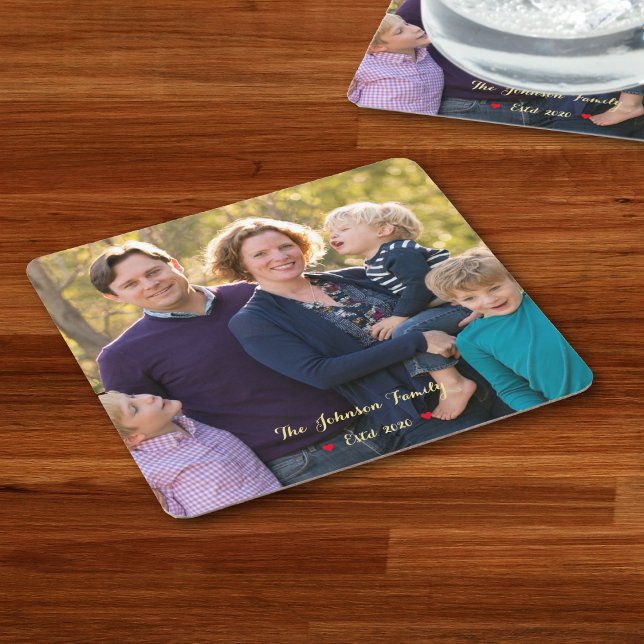 Erstellen Sie eigene Foto-Papierdokumente für die  Rechteckiger Pappuntersetzer (Create Your Own Custom Family Photo Paper Coasters)
