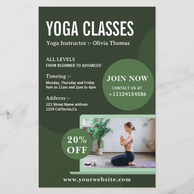 Erstellen Sie eigene Yoga Instructor Studio-Klasse Flyer (Vorne)