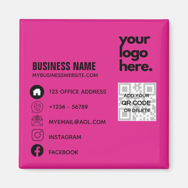 Erstellen Sie ein eigenes CERISE PINK QR CODE-Firm Magnet (Vorne)