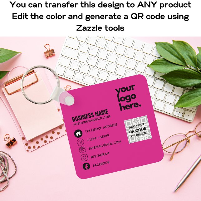 Erstellen Sie ein eigenes CERISE PINK QR CODE-Firm Schlüsselanhänger (Von Creator hochgeladen)