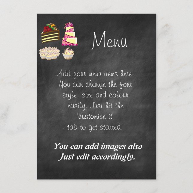 Erstellen Sie ein eigenes Chalkboard-Menü/Flyer-St Menükarte (Vorderseite)