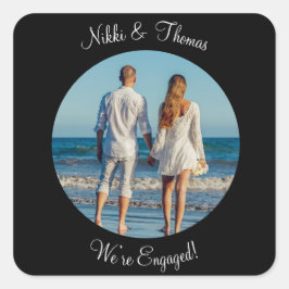 Erstellen Sie ein eigenes Foto-Verlobung-Skript Quadratischer Aufkleber