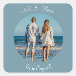 Erstellen Sie ein eigenes Foto-Verlobung-Skript Quadratischer Aufkleber