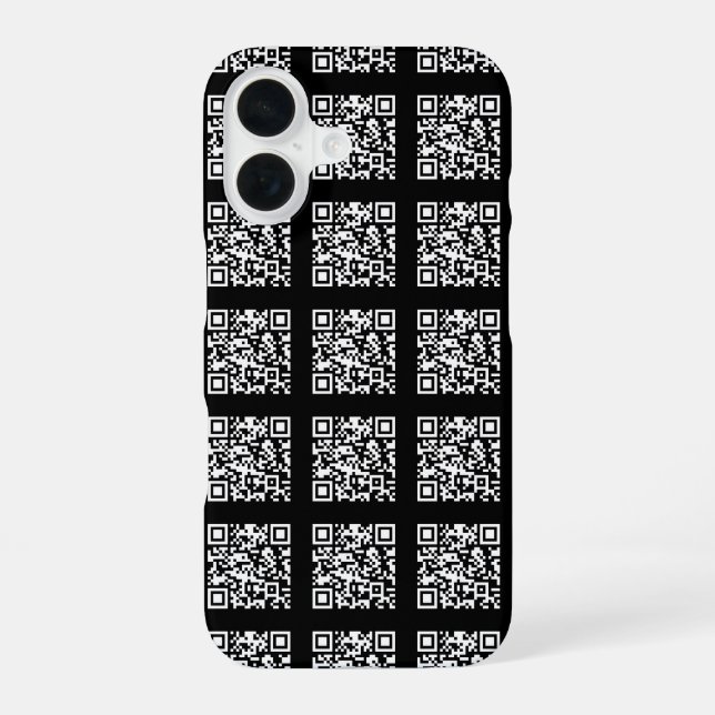 Erstellen Sie ein gekacheltes QR-Code-Muster | Edi iPhone 16 Hülle (Rückseite)