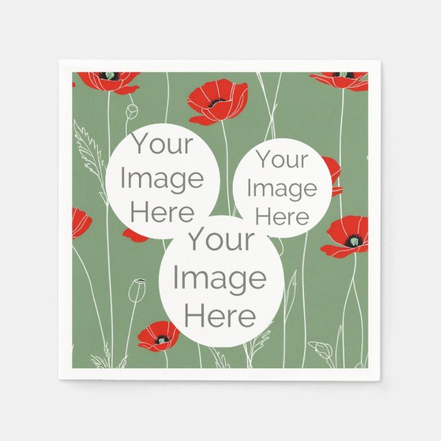 Erstellen Sie eine eigene Foto-Textvorlage Mohn-Bl Serviette (Vorderseite)