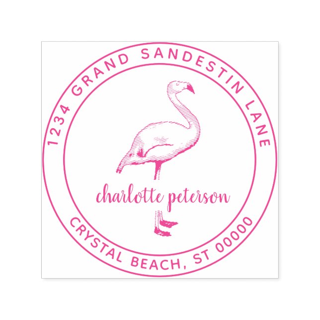 Erstellen Sie eine eigene Pink Flamingo Beach Rück Permastempel (Design)