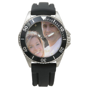 Erstellen Sie eine individuelle Mens Black Rubber  Armbanduhr