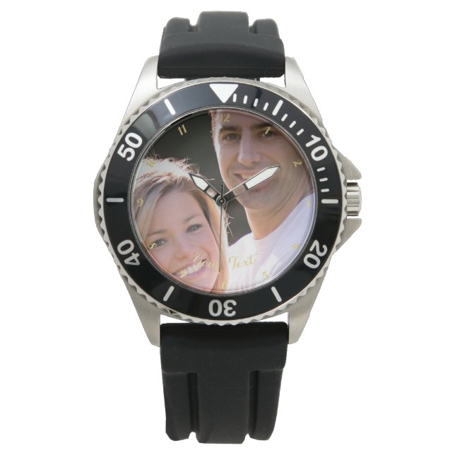 Erstellen Sie eine individuelle Mens Black Rubber  Armbanduhr (Vorderseite)