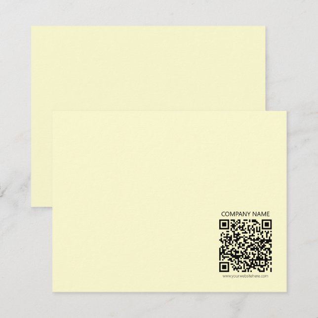 Erstellen Sie einen QR-Code | Blassgelb Mitteilungskarte (Vorne/Hinten)