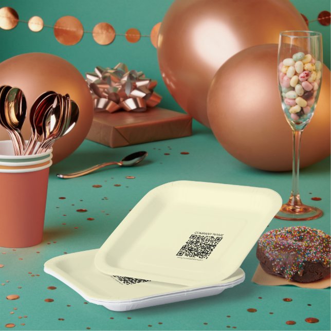 Erstellen Sie einen QR-Code | Blassgelb Pappteller (Multi)