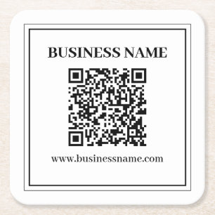Erstellen Sie einen scannbaren QR-Code Schwarz & Rechteckiger Pappuntersetzer