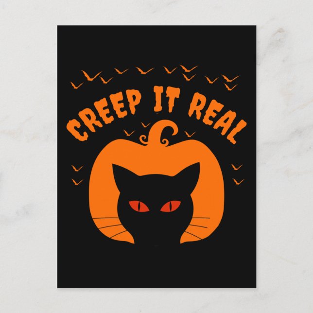 ERSTELLEN SIE ES WIRKLICH FUNNY CAT HALLOWEY POSTKARTE (Vorderseite)