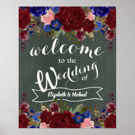 Erstellen Sie Hochzeit Begrüßungszeichen Burgundy Poster
