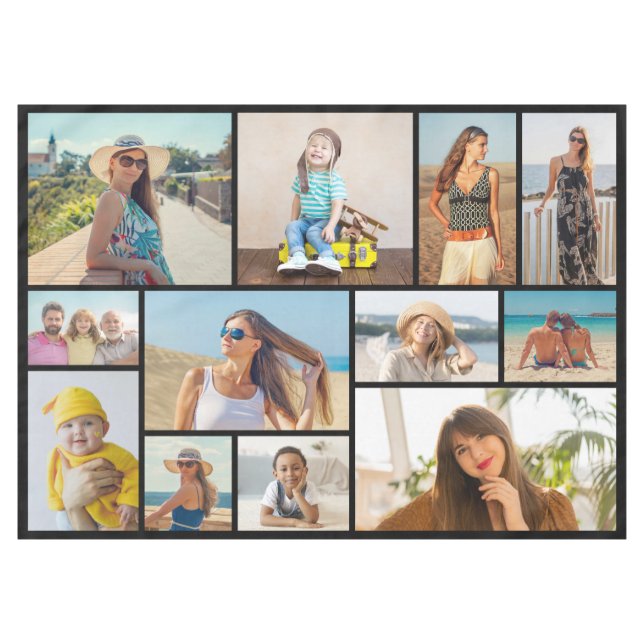 Erstellen Sie Ihr eigenes 12-Foto Collage Tableclo Tischdecke (Vorderseite (Horizontal))