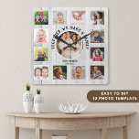 Erstellen Sie Ihr eigenes 13 Foto Collage Zitat We Quadratische Wanduhr<br><div class="desc">Erstellen Sie Ihre eigene Foto Collage Wand Uhr mit 13 Ihrer Lieblingsfotos. Die Foto-Rahmenuhr hilft Ihnen, Ihre besonderen Momente zu schätzen und macht Eltern, Großeltern und Freunden ein wohlüberlegtes Geschenk. Die personalisierte Familienuhr macht sie zu einem perfekten Geschenk für jeden Anlaß. Personalisieren mit Familienname und feststehendem Datum. Das Zitat "Gemeinsam...</div>