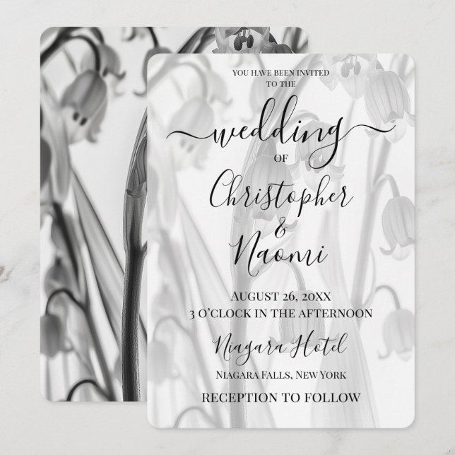 Erstellen Sie Ihr eigenes B&W XRay Lily der Valley Einladung (Vorne/Hinten)