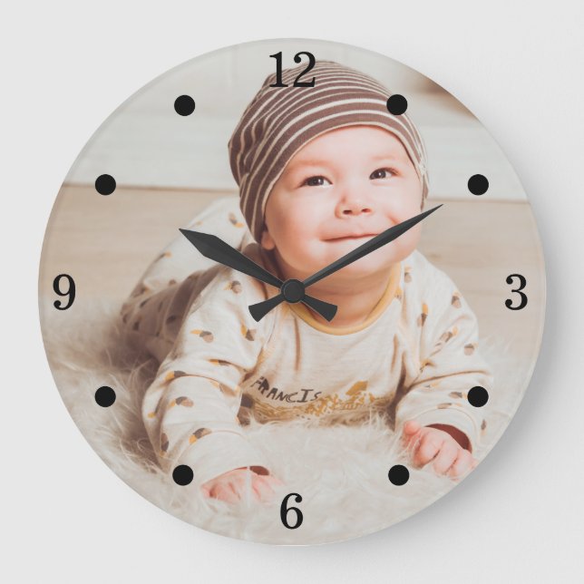 Erstellen Sie Ihr eigenes Baby-Foto Große Wanduhr (Vorderseite)