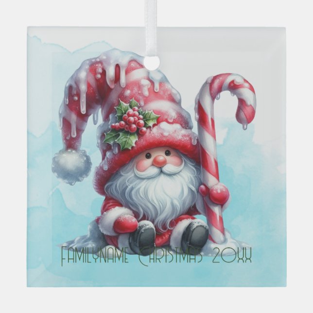 Erstellen Sie Ihr eigenes Bartmint Weihnachtsgnome Ornament Aus Glas (Vorderseite)