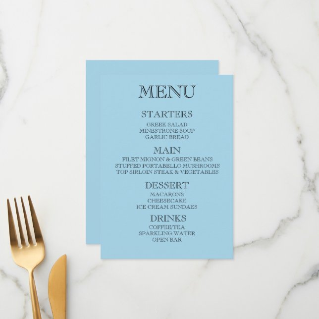 Erstellen Sie Ihr eigenes benutzerdefiniertes Menü Menükarte (Vorderseite/Rückseite Beispiel)