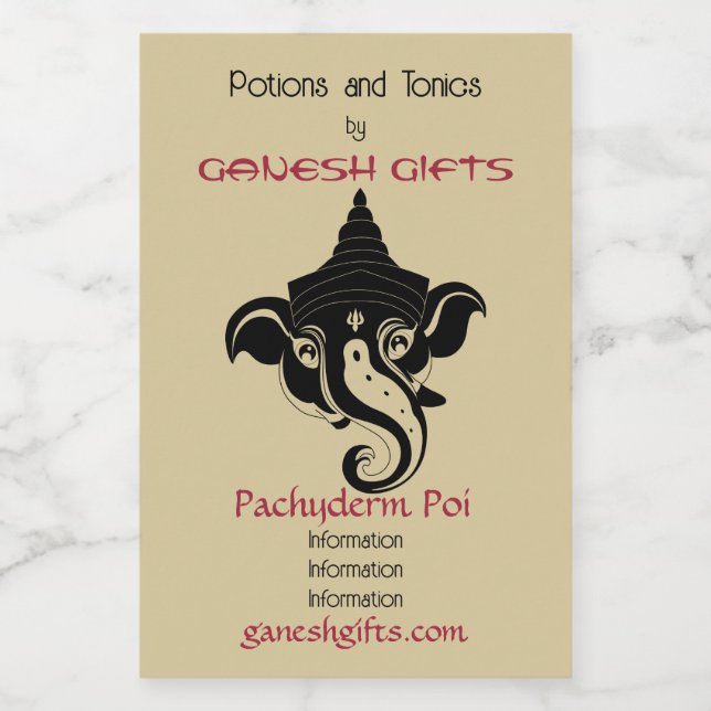 Erstellen Sie Ihr eigenes Black & Gold Ganesh Weinetikett (Einzelnes Label)