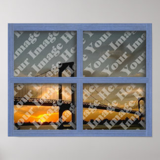 Erstellen Sie Ihr eigenes blaues 4-Felder-Holzfens Poster