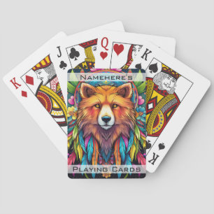 Erstellen Sie Ihr eigenes Boho Red Fox Totem Tier Spielkarten