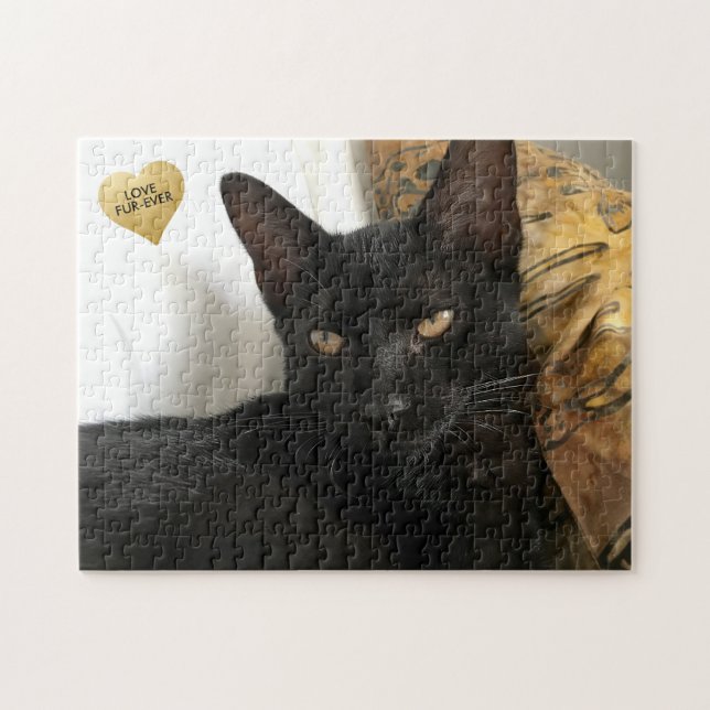 Erstellen Sie Ihr eigenes Cat Puzzle mit Gold Hear (Horizontal)
