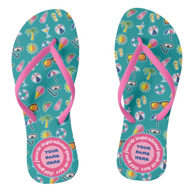 Erstellen Sie Ihr eigenes Coastmuster Monogramm Aq Flip Flops (Fußbett)