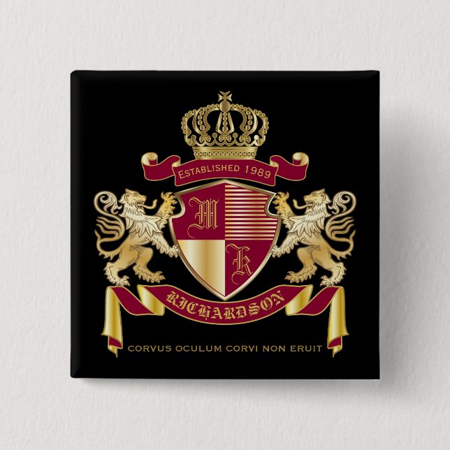 Erstellen Sie Ihr eigenes Coat von Arms Red Gold L Button (Vorderseite)