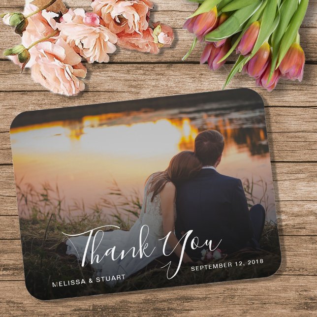 Erstellen Sie Ihr eigenes Dankeschön für das Hochz Magnet (Create your own Thank you Wedding photo flexible magnetic card. Very unique and personal card.)