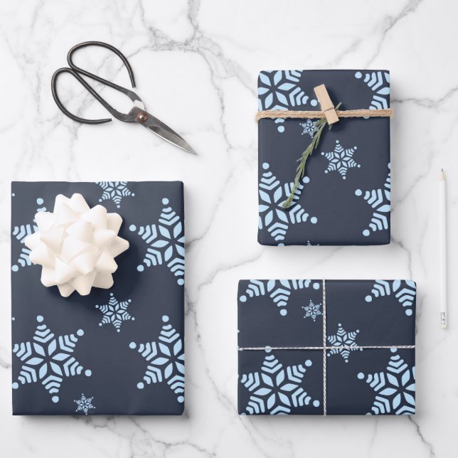 Erstellen Sie Ihr eigenes dunkles, fettes Schneefl Geschenkpapier Set (Vorderseite)