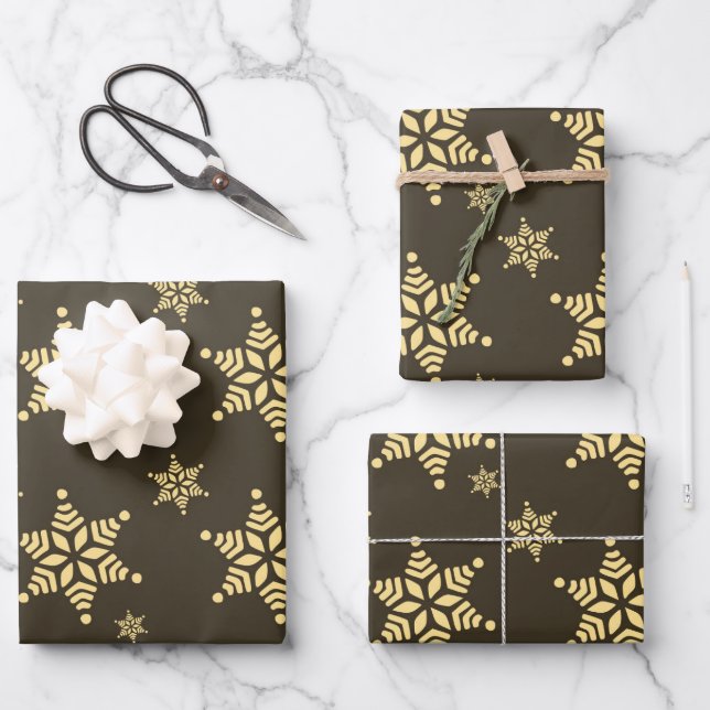 Erstellen Sie Ihr eigenes dunkles, fettes Schneefl Geschenkpapier Set (Vorderseite)
