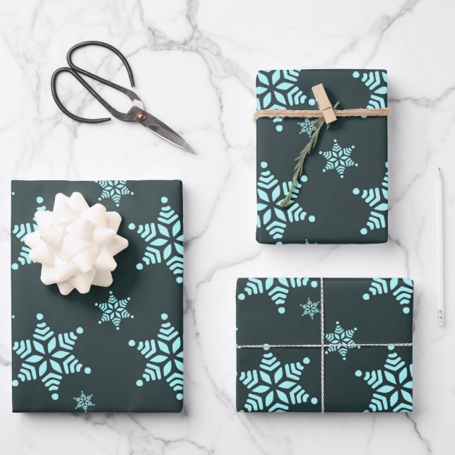 Erstellen Sie Ihr eigenes dunkles, fettes Schneefl Geschenkpapier Set (Vorderseite)