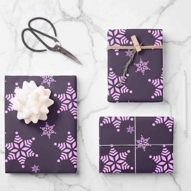Erstellen Sie Ihr eigenes dunkles, fettes Schneefl Geschenkpapier Set (Vorderseite)