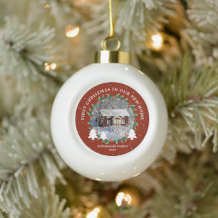 Erstellen Sie Ihr eigenes Erstes Weihnachten im ne Keramik Kugel-Ornament