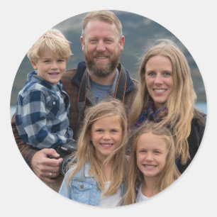 Erstellen Sie Ihr eigenes Familienfoto Anpassbar Runder Aufkleber