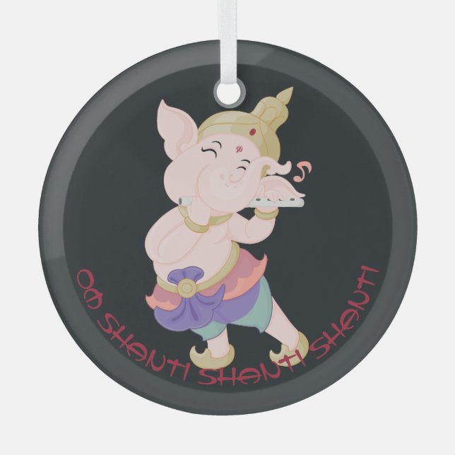 Erstellen Sie Ihr eigenes farbenfrohes Ganesh-Flut Ornament Aus Glas (Vorderseite)