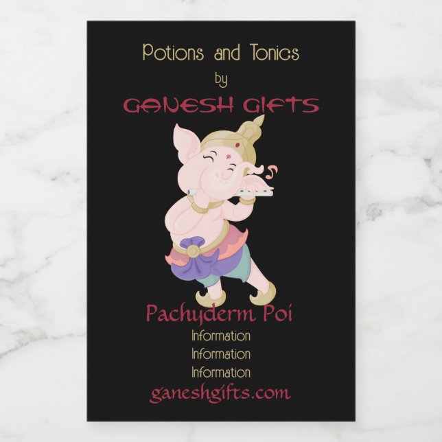 Erstellen Sie Ihr eigenes farbenfrohes Ganesh-Flut Weinetikett (Einzelnes Label)