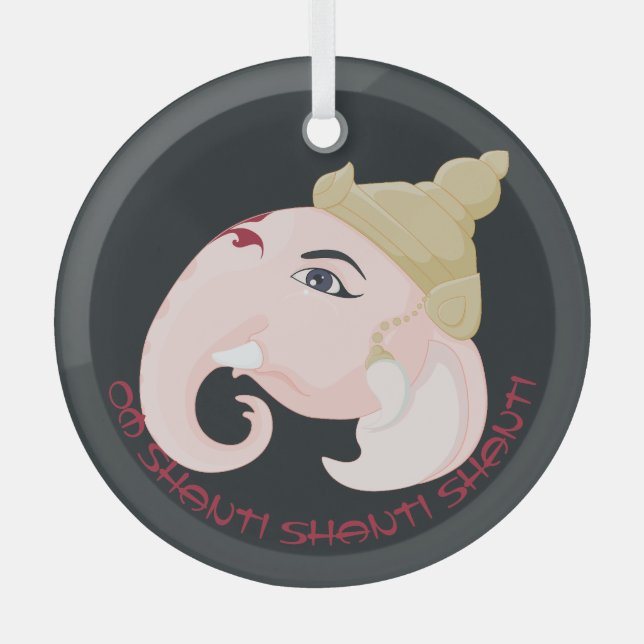 Erstellen Sie Ihr eigenes farbiges Ganesh-Profil Ornament Aus Glas (Vorderseite)