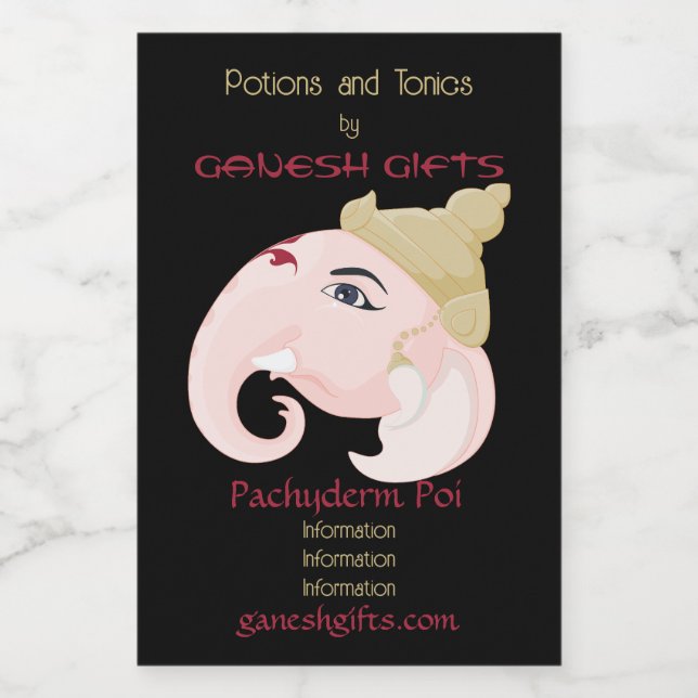 Erstellen Sie Ihr eigenes farbiges Ganesh-Profil Weinetikett (Einzelnes Label)