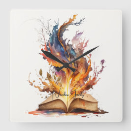 Erstellen Sie Ihr eigenes Feuergeflecht Quadratische Wanduhr