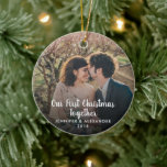 Erstellen Sie Ihr eigenes First Christmas Together Keramik Ornament<br><div class="desc">Schaffen Sie sich Ihr eigenes First Christmas Together Foto. Sehr schöner Weihnachtskuchen. Fügen Sie Ihre eigenen Fotos hinzu,  fügen Sie Ihren Text und Namen hinzu.</div>