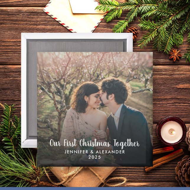 Erstellen Sie Ihr eigenes First Christmas Together Magnet (Create your own First Christmas Together photo Magnet. You can add your own photo, names, year, text)