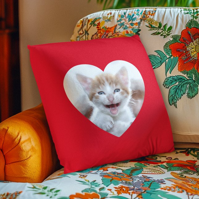 Erstellen Sie Ihr eigenes Foto für das Rote Herz Kissen (Create Your Own Red Heart Border Photo Throw Pillow)