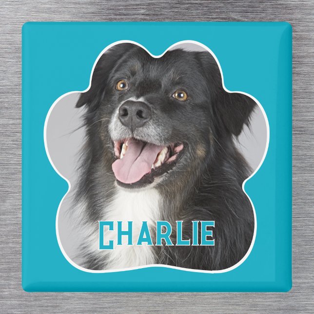 Erstellen Sie Ihr eigenes Foto für Haustiere. Magnet (Dog Photo Magnet. Create your own personalized paw print design complete with name. )