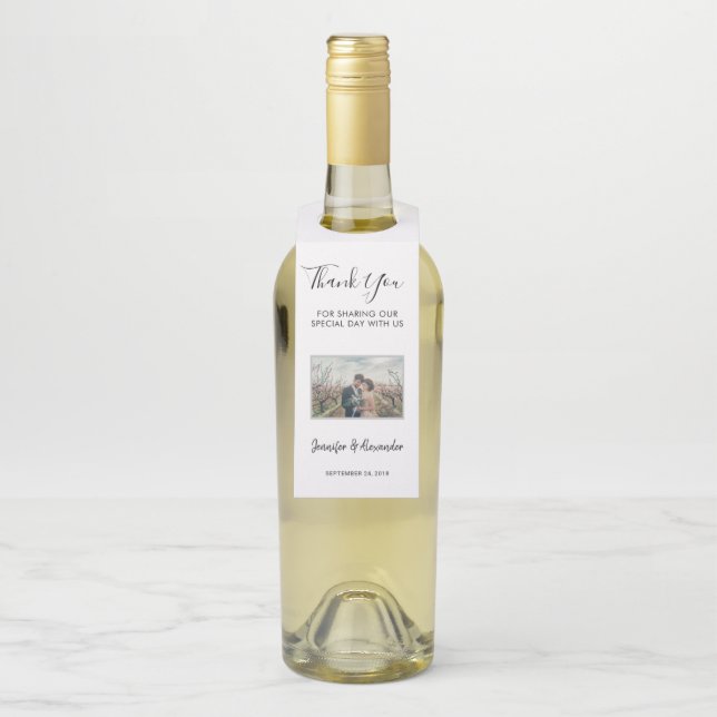 Erstellen Sie Ihr eigenes Foto Hochzeit Dankeschön Flaschenanhänger (Auf Flasche)