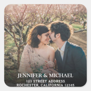 Erstellen Sie Ihr eigenes Foto Hochzeiten Siegel Quadratischer Aufkleber