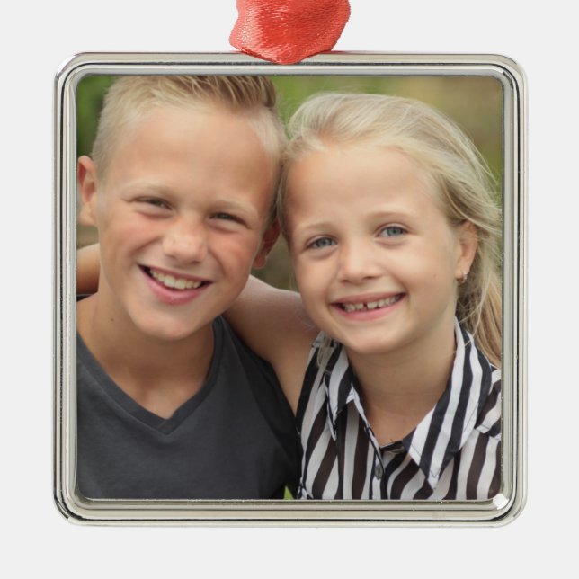 Erstellen Sie Ihr eigenes Foto Premium Square Orna Ornament Aus Metall (Vorne)