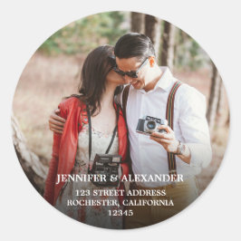 Erstellen Sie Ihr eigenes Foto rustikale Hochzeits Runder Aufkleber