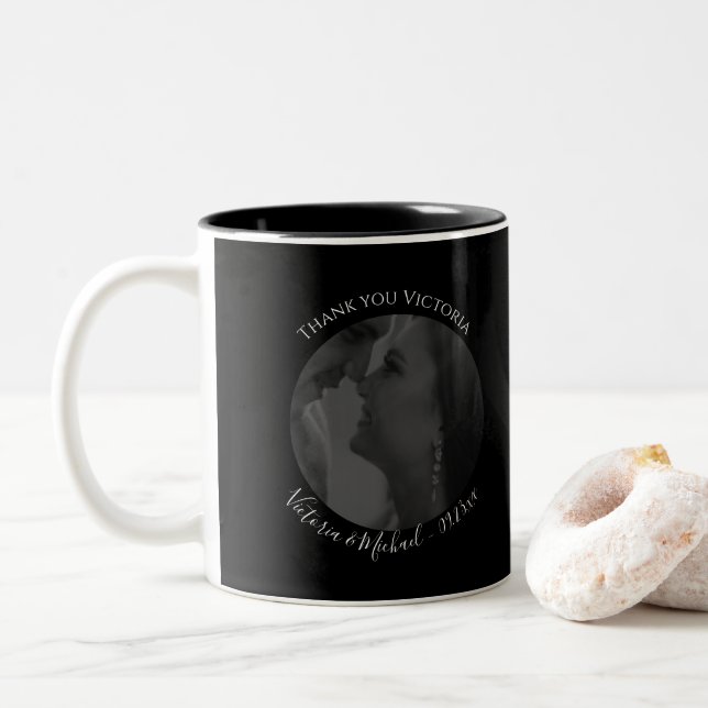 Erstellen Sie Ihr eigenes Foto, um die Hochzeit zu Zweifarbige Tasse (Mit Donut)